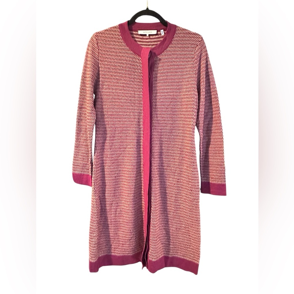 Luca Luca Long Cardigan  Sweater in Fucsia Size 14.